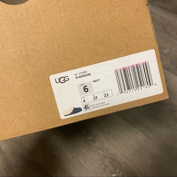 UGG | Moraene Sheepskin & Suede Slippers In Navy Size 6 NEW - Picture 6 of 7
